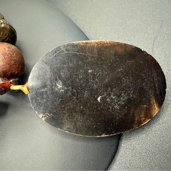 Vintage Handcrafted Carved Camel Bones with Brass Inlayed Wooden Beaded Necklace - Picture 9 of 17